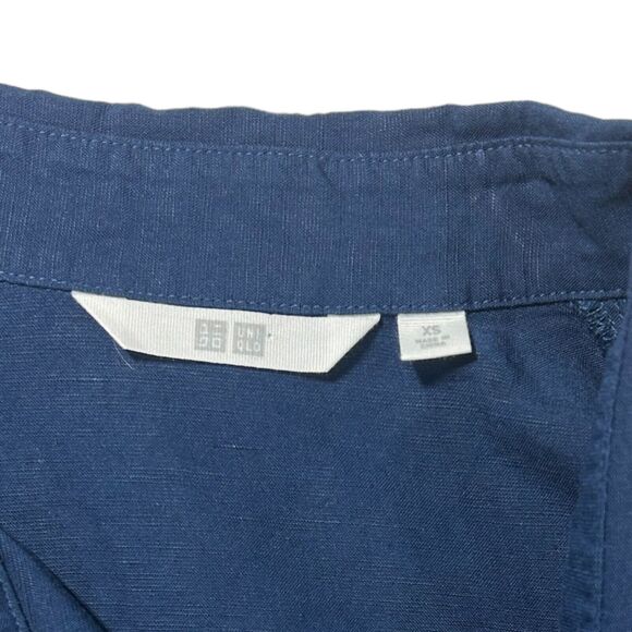 Uniqlo Navy Rayon Linen Minimalist Modest Relaxed Oversized Shirt Dress Sz XS - Picture 8 of 13